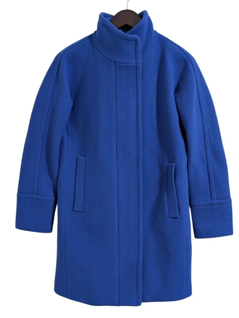 J.Crew Stadium-Cloth Cocoon Coat Royal Blue Wool Size 2 B2770
